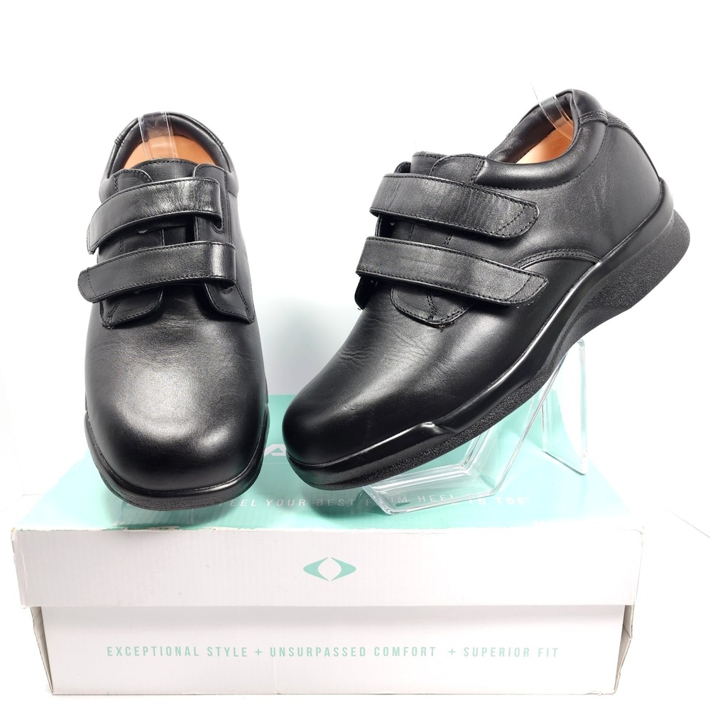 Apex Double Strap Orthopedic Walking Shoes Men's Size 9 Wide Black Leather